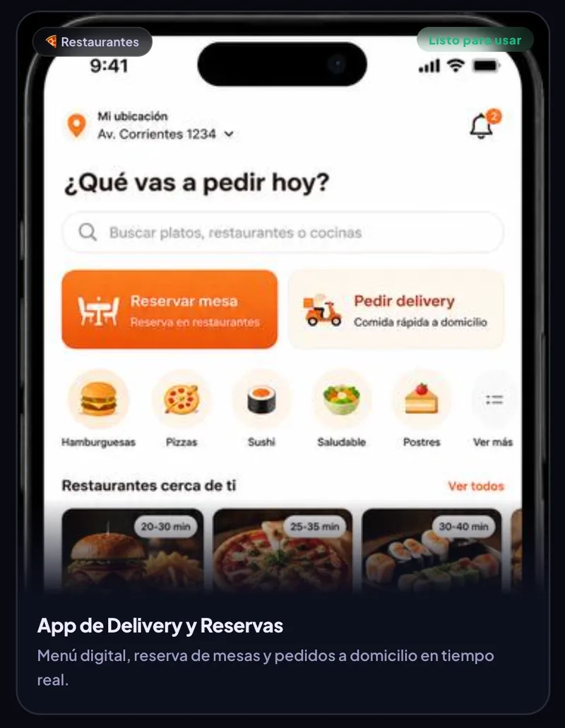 App de delivery y reservas personalizada para un restaurante